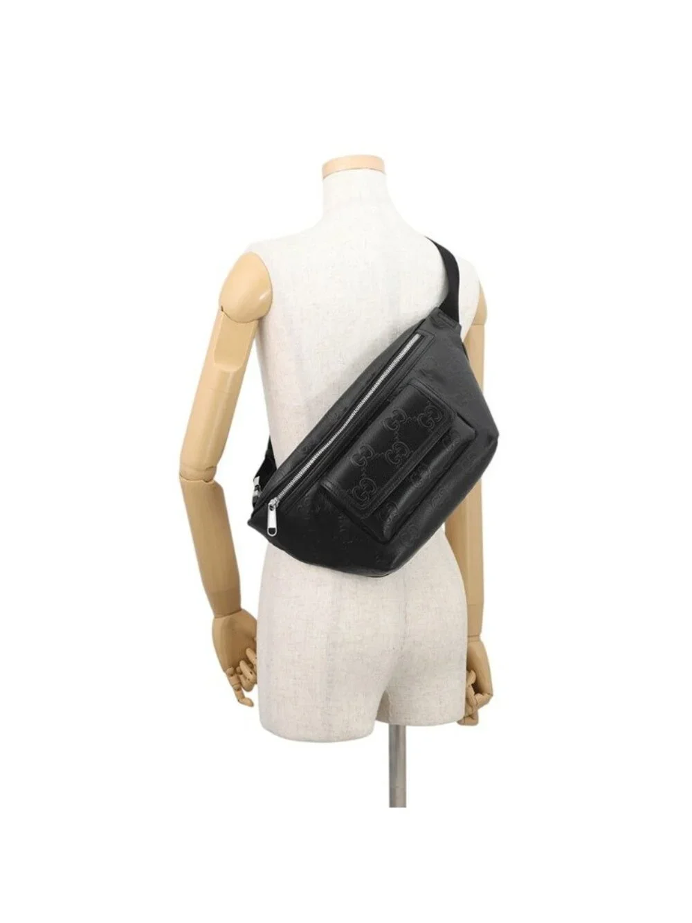 Gucci Belt Bag GG Embossed Bag Leather Black